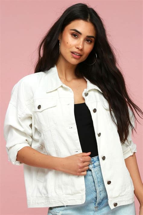 oversized white jean jacket.